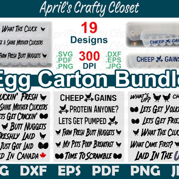 Egg Carton Designs SVG Cut Files, Bundle, DIY Make your own Reusable Egg storage Containers, SVG, dxf, eps, pdf, png, jpg