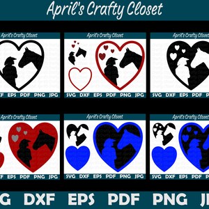 Woman Horse Heart Collection Set SVG Cut File, Horse Love Hearts svg, Horse svg, Woman and Horse svg, SVG, DXF, eps, pdf, png, jpg