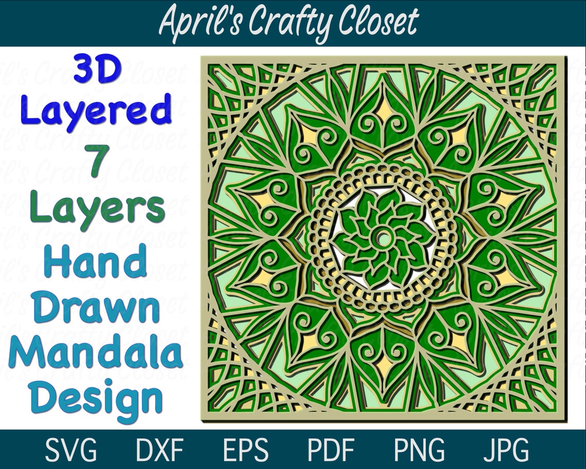 3D Layered Mandala SVG Cut File Hand Drawn Mandala Design ...