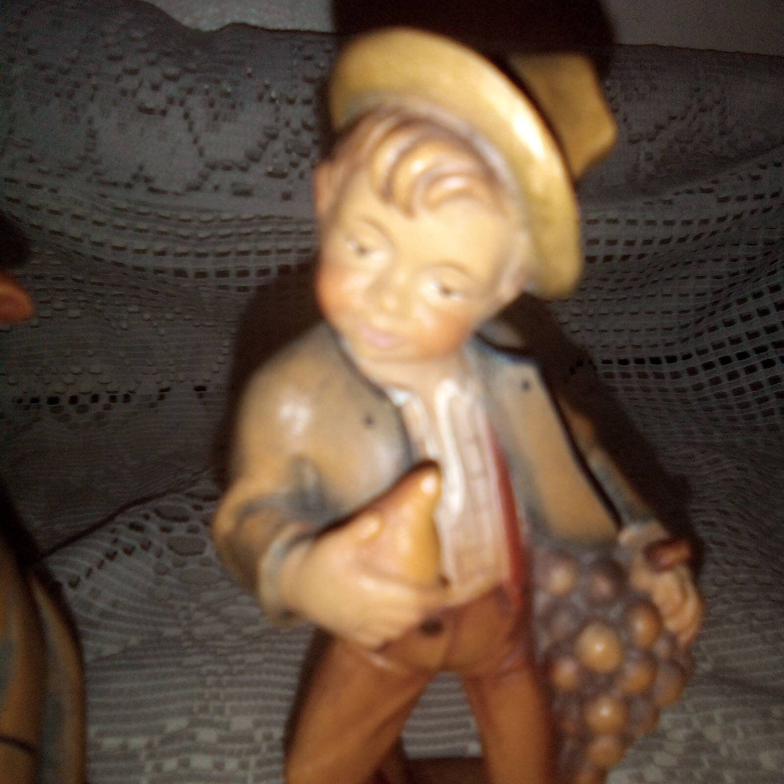 German Hand Carved Wooden Figurine Pair Boy and Girl Grape Etsy