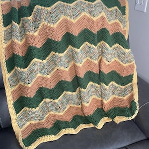 Crochet Afghan Blanket, Warm Neutral Earth Tones Throw, Rustic Farmhouse Decor, Chunky Handwoven Throw Blanket, Cozy Textured Couch Blanket