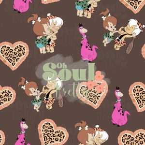 Pebbles and bambas Flintstones Valentine’s Day seamless file commercial use