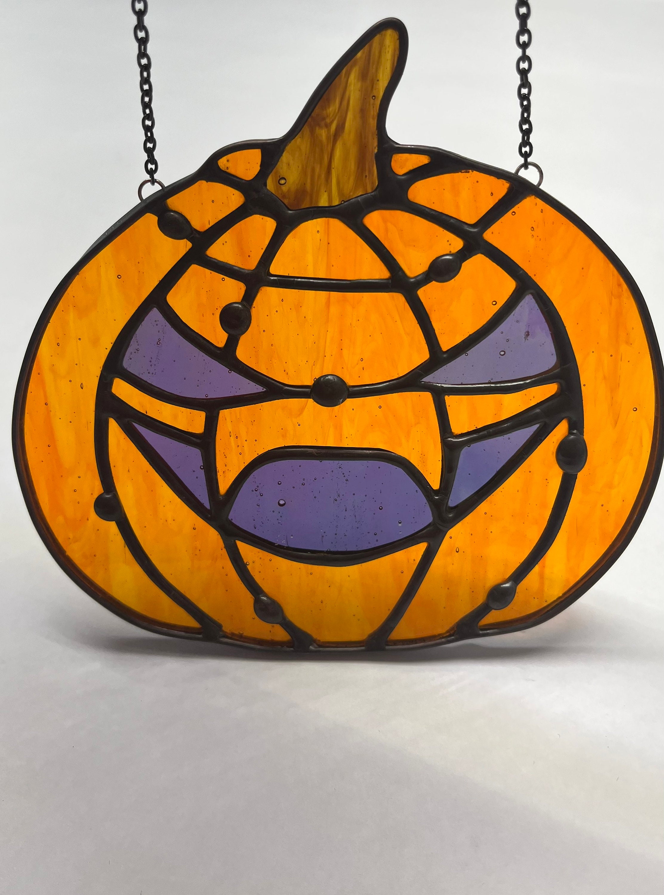 Stained Glass Jack O Lantern With Purple Accents - Etsy