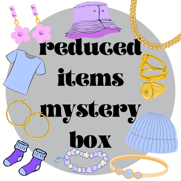 Reduced Items Mystery Box / package 5-8 items - items with misprints, mistakes made or old items - jewelry or clothing