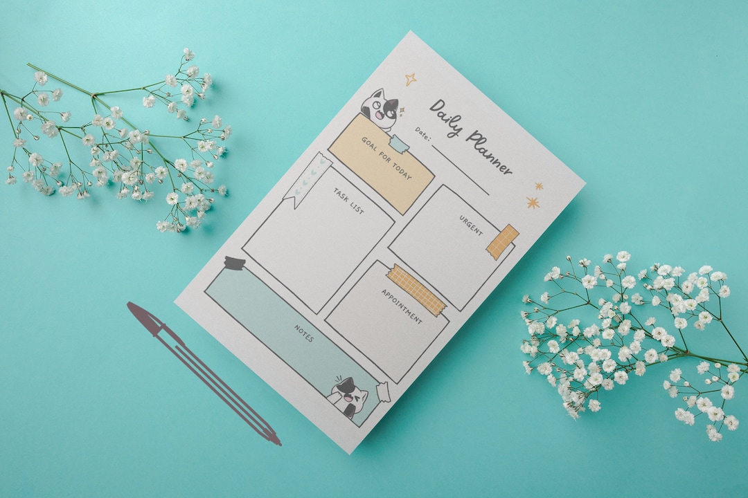 Cute Digital Daily Planner Printable Daily Planner Simple 1-page Daily ...