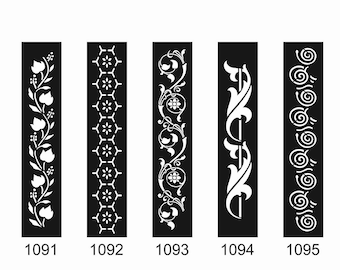 Può includere: Dieci disegni decorativi in ​​tagli laser in bianco e nero per uno schermo o un divisorio. I disegni includono motivi floreali, geometrici e astratti. Pagina-10.