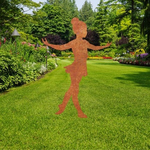 dancing little girl | Vintage Large Metal | Silhouette for the Garden | Yard Art or Memorial Sculpture