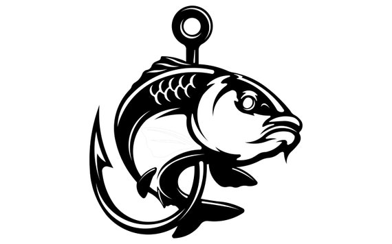 Carp Fish Fishing Hook Fishing Logo Laser Design Vector Laser