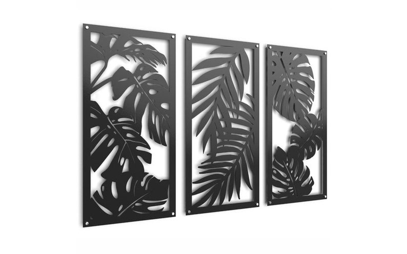 Tropical Leaf Wall Art | Monstera & Palm Metal Panels | Laser Cut ...