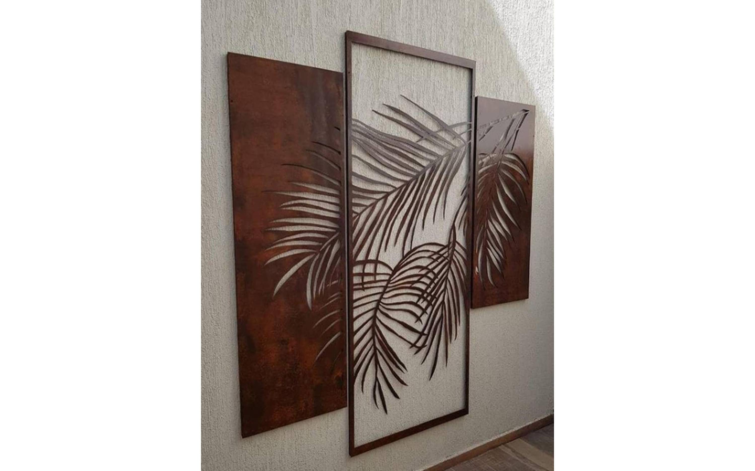 Palm Leaf Wall Art | Tropical Metal Wall Decor | Laser Cut Panel Set of ...