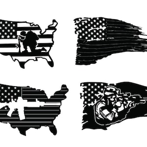 Military Soldiers | With USA Flag | DXF Sign | Home Sign | Laser Cut | Design Vector | Laser design | Dxf files | digital download.