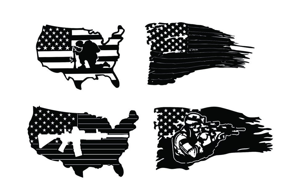 Military Soldiers | With USA Flag | DXF Sign | Home Sign | Laser Cut | Design Vector | Laser design | Dxf files | digital download.