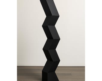 Geometric Metal Sculpture | Modern Black Abstract Art | Zigzag Statue | Home Office Garden Decor | Indoor Outdoor Accent