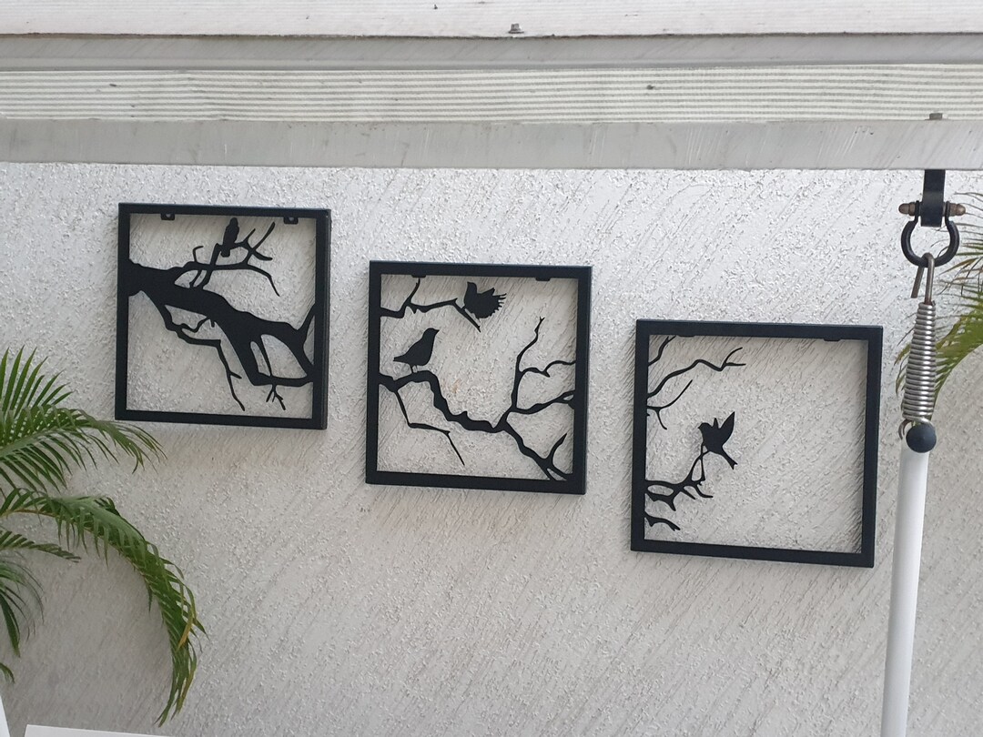 Metal Wall Art | Bird on Branch Silhouette | Laser Cut Wall Decor ...