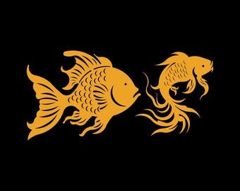 Goldfish Wall Art | Koi Fish SVG | Laser Cut File | CNC Vector Design | Japanese Fish Decor | Goldfish DXF | Fish Silhouette Clipart