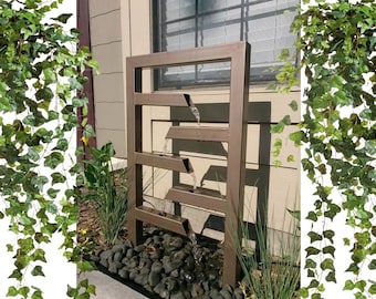 Modern Metal Driveway Fountain, Outdoor Sculptural Water Feature, Contemporary Garden Decor