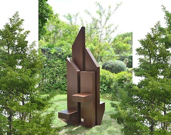 Escultura abstracta de metal, decoración artística, decoración minimalista moderna para el hogar, obra de arte única, escultura contemporánea, regalo hecho a mano