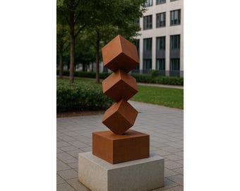 Kubusclusters | Metalen sculptuur | Abstracte kunst modern | Gigantisch groot beeldhouwwerk | Geometrische kunst | Decoratief van hoge kwaliteit.