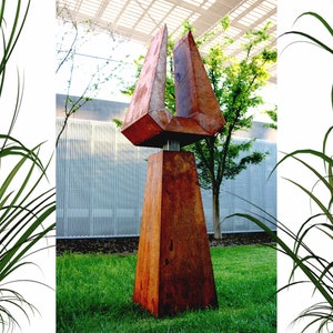 Escultura abstracta de metal, decoración artística, decoración minimalista moderna para el hogar, obra de arte única, escultura contemporánea, regalo hecho a mano