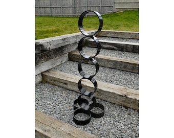 Escultura de metal con forma de anillo / Obra de arte de metal de gran tamaño / Decoración moderna de anillos para jardín / Escultura de anillo de metal / Decoración para interiores y exteriores
