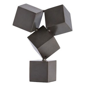 Handmade Cubular Clusters | Metal Sculpture Art | Black Color | Large Rusted Cube | Steel Home Sculpture |  Decoration Business Gift.