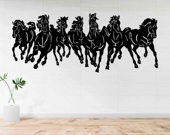 Running Horses Wall Art | Galloping Horse Metal Decor | Laser Cut Western Wall Hanging | Rustic Farmhouse Art | Equestrian Gift Idea