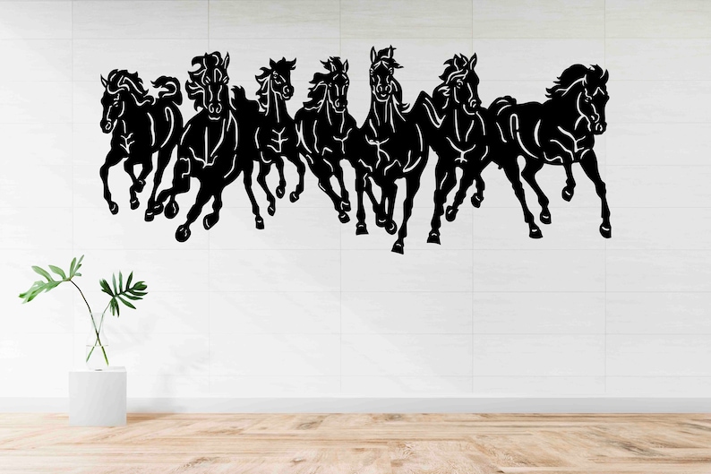 Running Horse Wall Art Decor Metal Seven Horse Wall Art Etsy