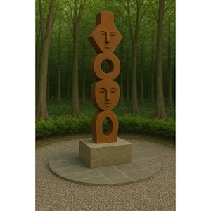 Totem-Inspired Sculptures | Outdoor Large Garden Sculptures | Attractive | Stunning Unique Patina | Perfect For Garden And Pool Area.