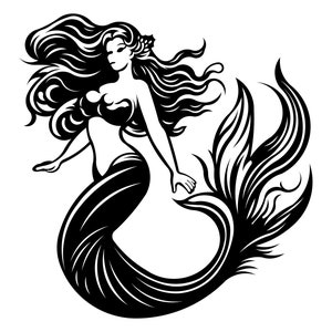 人魚の女性 | 人魚の魚 | バンドル SVG | 金属プラズマ | レーザーカット | デザインベクター | レーザーデザイン | Dxf ファイル | デジタルダウンロード。