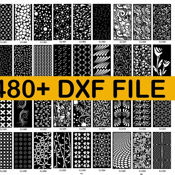 DXF Stickmuster Datei | Sichtschutz | Vinyl-Dekor | Panel Vorlagen | Silhouette | Schablone Vektor | +480 Dateien enthalten | sofort download.