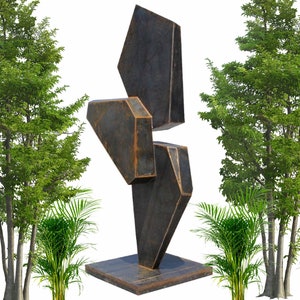 Escultura abstracta de metal, decoración artística, decoración minimalista moderna para el hogar, obra de arte única, escultura contemporánea, regalo hecho a mano