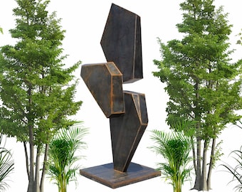 Escultura abstracta de metal, decoración artística, decoración moderna minimalista para el hogar, obra de arte única, escultura contemporánea, regalo hecho a mano.