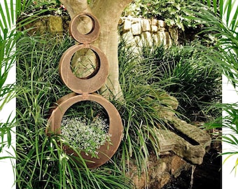 Metallskulptur för blomsterträdgård, utomhusdekoration, rustik gräsmattekonst, handgjord växtpåle, dekorativ blomsterstaty