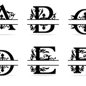 Arte mural con monograma personalizado / Letras metálicas cortadas con láser de la A a la Z / Letrero decorativo con nombre / Decoración con inicial personalizada / Letras ornamentadas para colgar en la pared