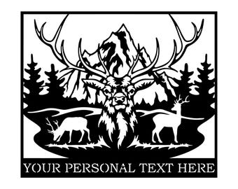 Deer Elk Mountain Scene: CNC Plasma Cut File (Digital Download)