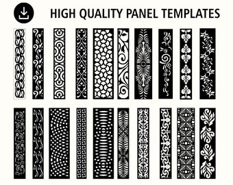May include: A set of 20 black and white panel templates for laser cutting. The templates feature a variety of geometric and floral designs.