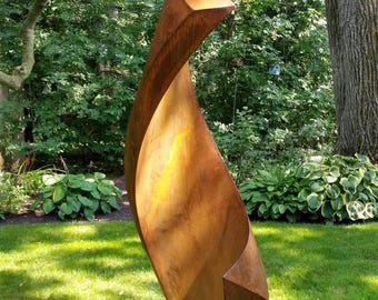Abstract Metal Garden Sculpture, Modern Outdoor Art, Large Rusted Steel Yard Decor, Contemporary Lawn Ornament