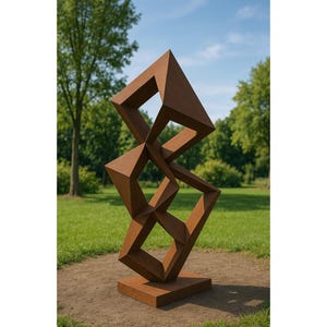 Modern Rusted Abstract Sculpture | Will Fit | Garden Sculpture | Pool Area Sculpture | Traditional Home Decor | Perfect For Indoor-outdoor