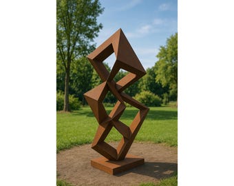 Moderne geroeste abstracte sculptuur | Past | Tuinbeeldhouwwerk | Sculptuur zwembad | Traditioneel woondecoratie | Perfect voor binnen en buiten