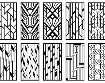 Può includere: Un set di dieci motivi geometrici in bianco e nero. I motivi sono tutti diversi, ma hanno tutti uno stile simile. Sarebbero perfetti per l'uso in una varietà di progetti di design.