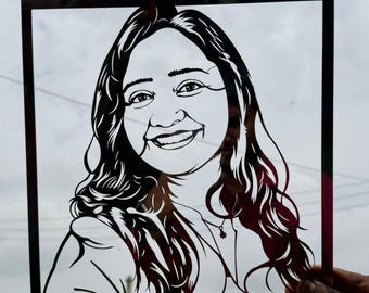 Custom Portrait DXF SVG Laser Cut File, Photo to Metal Wall Art Vector, Woman Line Art Silhouette, CNC Plasma Cut Template Digital Download