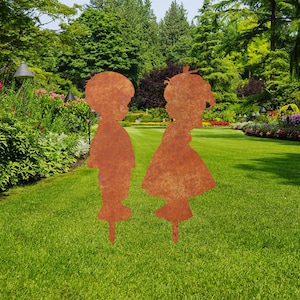 Best Garden Sculptures | Little Boy And Girl | Large Metal Yard Art | Garden Yard Art | Memorial Sculpture | For The Garden.
