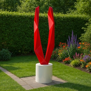 Modern Abstract Sculpture | Outdoor Large Garden Sculptures | Attractive | Stunning Unique Patina | Perfect For Garden And Pool Area.