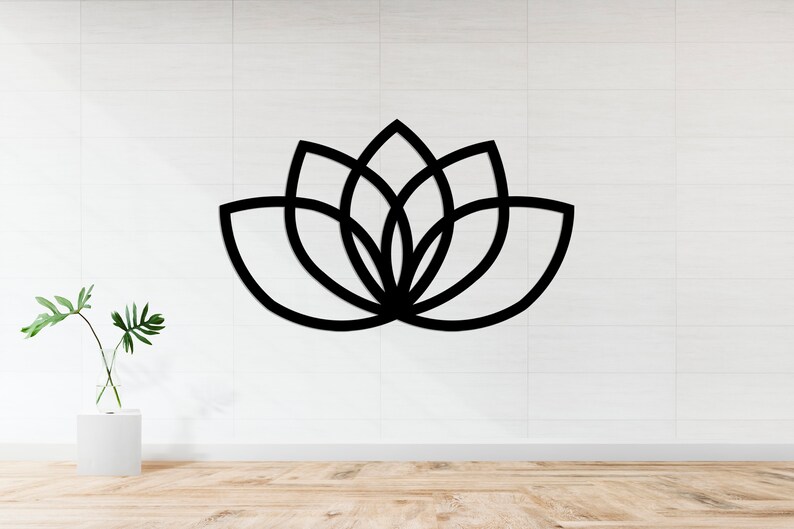 Lotusblumen Wandbehang Laser geschnittenes Wanddekor Büro Wandkunst Yoga Studio Dekor Wandkunst aus Metall Einzigartiges Design Für Wohnzimmer. Bild 1