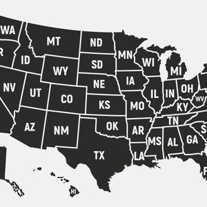 USA | Amerika Karte | Mit kurzen Namen | Design Vektor | Laserdesign | Dxf Dateien | CDR, Svg, AI, Dxf, Jpg | digitaler Download.