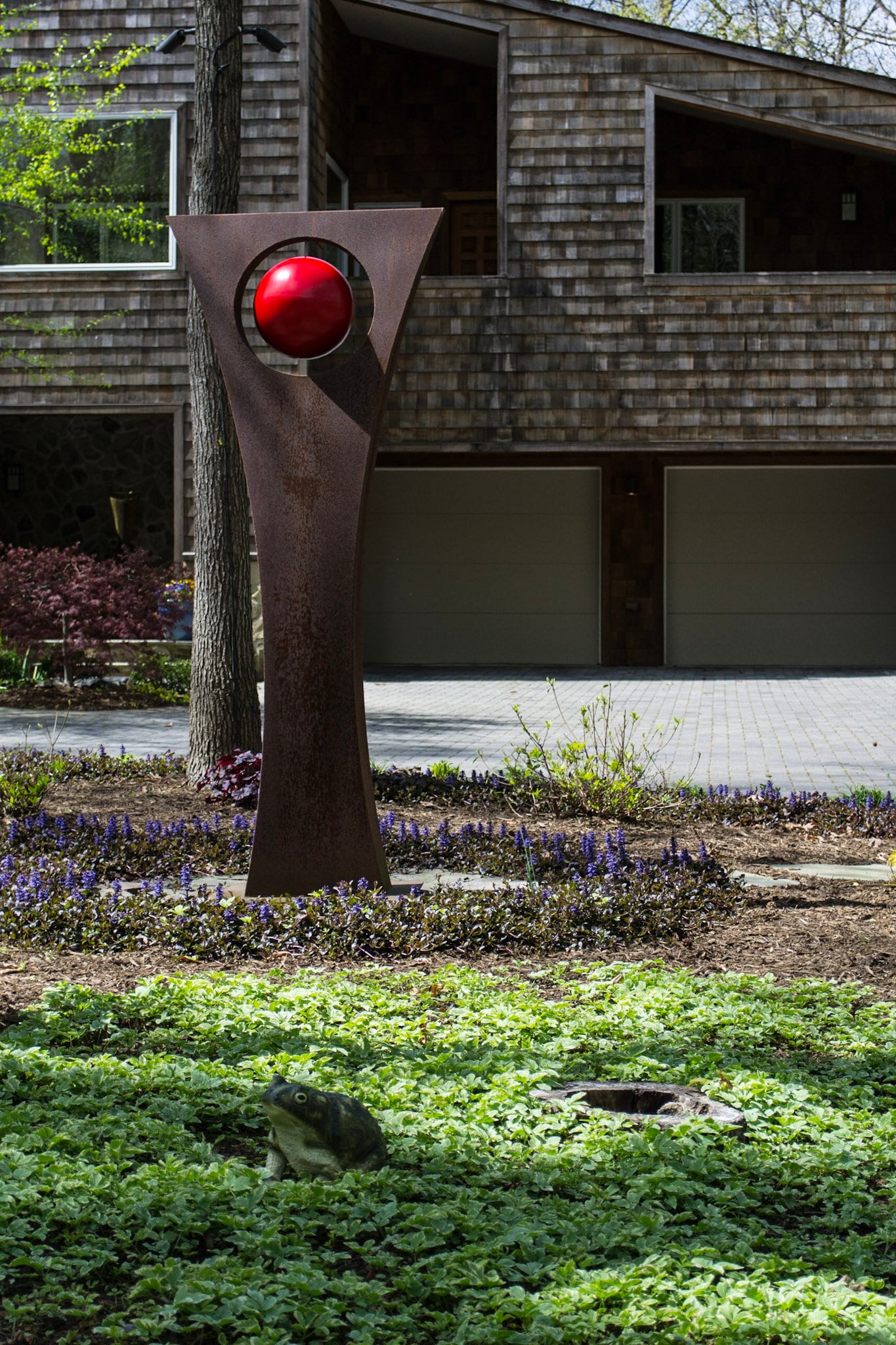 Modern Rusted Abstract Sculpture Will Fit Garden Sculpture Pool Area