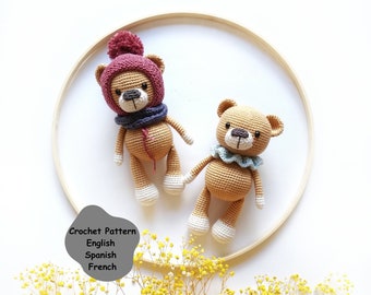 Crochet PATTERN Coco the bear, amigurumi animal pattern, crochet bear pattern