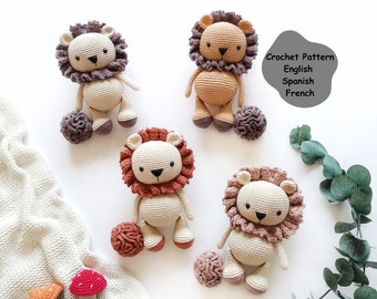 Crochet PATTERN Ollie the lion, amigurumi animal pattern, crochet lion pattern