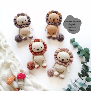 Crochet PATTERN Ollie the lion, amigurumi animal pattern, crochet lion pattern