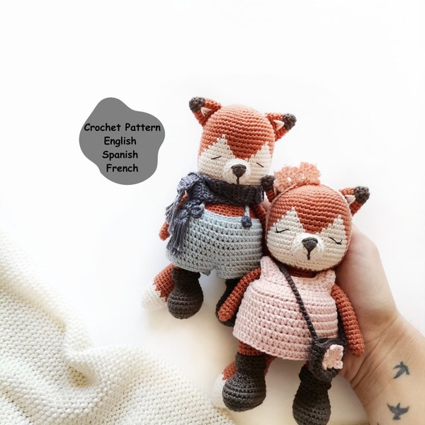 Crochet PATTERN Felix and Rubby the foxes, amigurumi animal pattern, crochet fox pattern